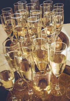 Fresh champagne poured for a wedding toast.