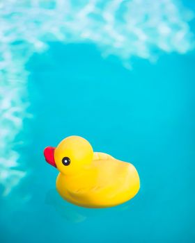 Rubber Ducky floating in deep blue water.