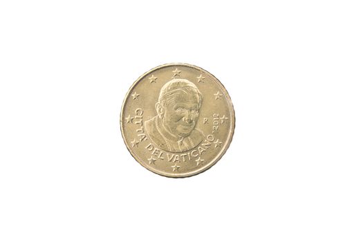 50 cent coin of Vatican isolated on white