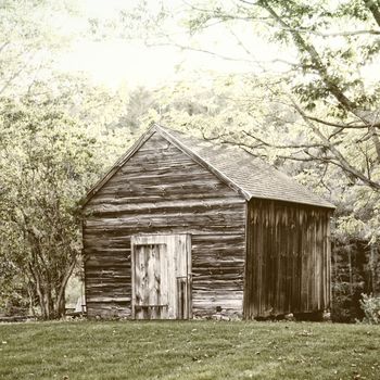 Wooden hut in the forest in Vermont, USA