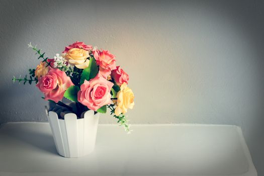 flower on white table, vintage theme