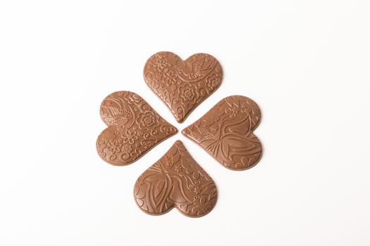 chocolate heart  on white background, love weeding valentine concept