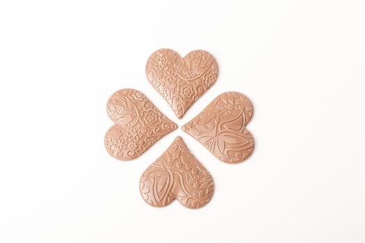 chocolate heart  on white background, love weeding valentine concept