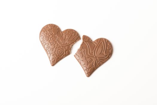 chocolate heart  on white background, love weeding valentine concept