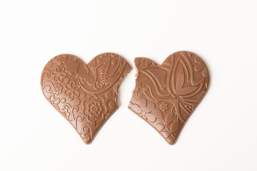 chocolate heart  on white background, love weeding valentine concept