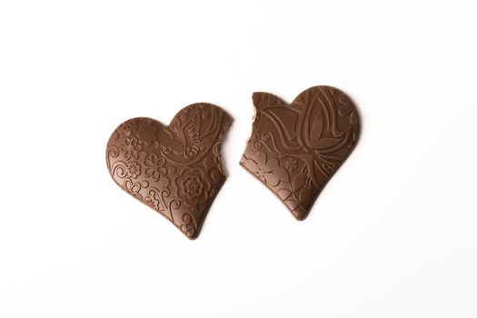 chocolate heart  on white background, love weeding valentine concept