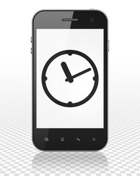 Time concept: Smartphone with black Clock icon on display