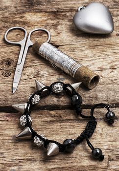 set beads,thread and bobbins for needlework