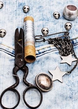 set beads,thread and bobbins for needlework