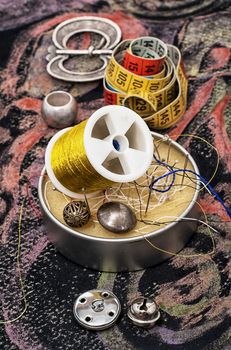 set beads,thread and bobbins for needlework
