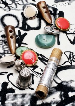 set beads,thread and bobbins for needlework