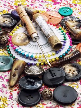set beads,thread and bobbins for needlework