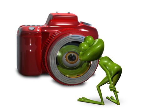 Illustration frog in front of the camera