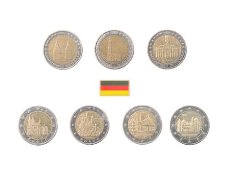 Set of commemorative coins of Germany isolated on white