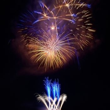 Colorful fireworks on the black sky background