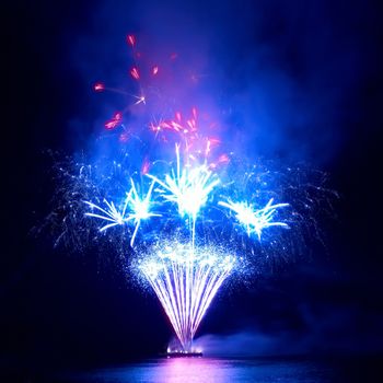 Colorful fireworks on the black sky background