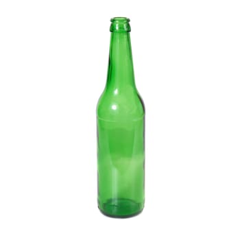 Green bottle isolated on the white background