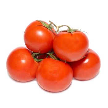 Group of red tomatoes isolated on white