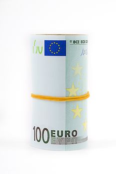 Rolled up European currency - 100 euro