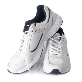 Pair white of trainers on isolated background