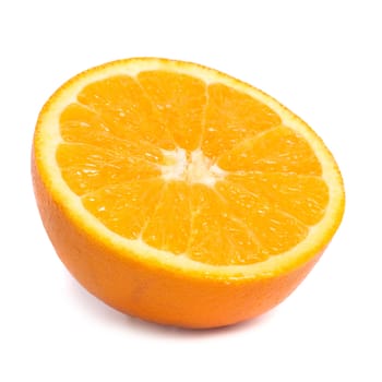 Half of juicy fresh orange isolated on white background