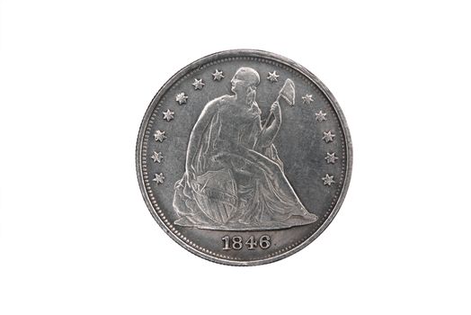 One silver dollar of the USA