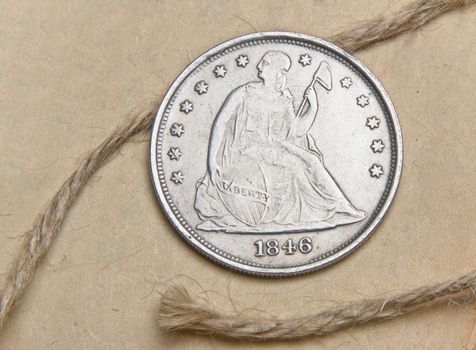 Old silver one dollar of the USA