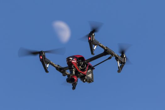 A personal drone flying through the air