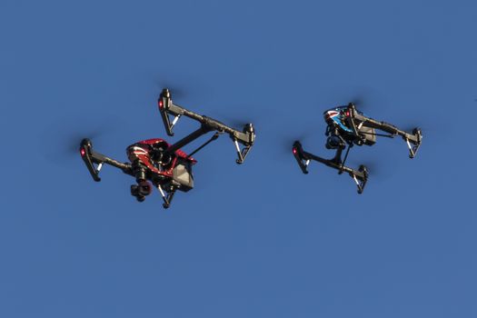 A personal drone flying through the air