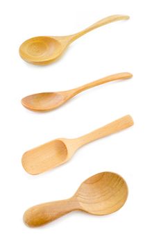 Set of Wooden spoon isolated on white background.