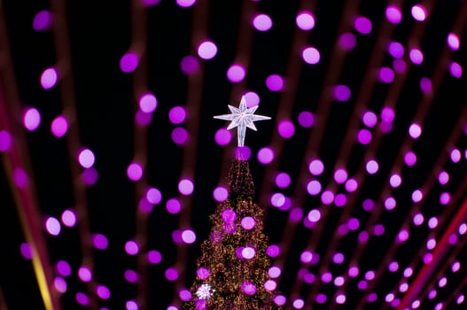 Christmas and New Year decoration with  beautiful pink bokeh background.