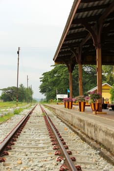 Local old country train station in Thailand