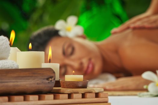 portrait of young beautiful woman in spa environment