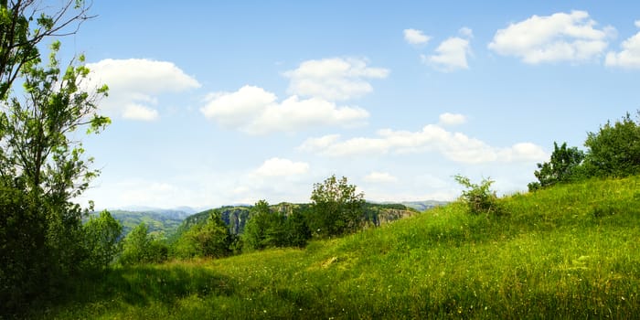 panoramic  view of nice summer sunny  mountain