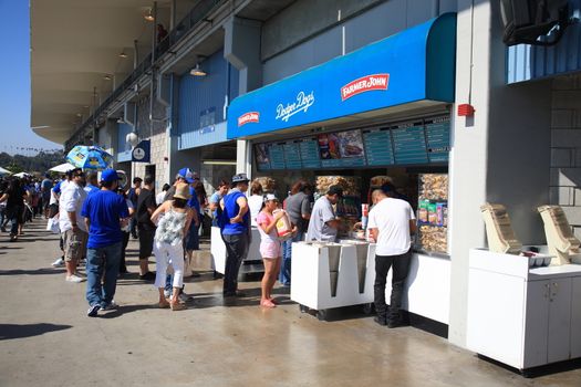 Dodger Stadium concession stand during a Dodgers baseball game.