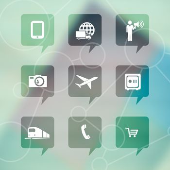 Smartphone apps icons against colored wood