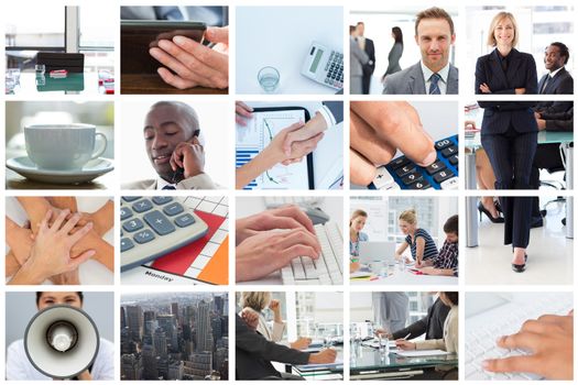 Businesswomen reaching an agreement against empty corporate meeting room 