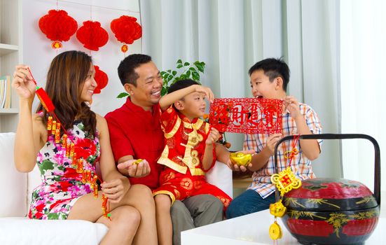 Asian family celebrate chinese new year