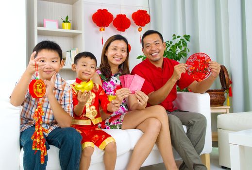 Asian family celebrate chinese new year