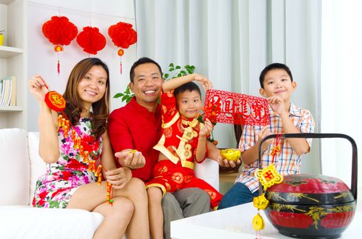 Asian family celebrate chinese new year