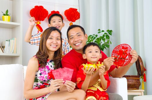 Asian family celebrate chinese new year