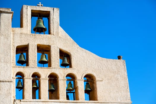 in     santorini     greece old construction and      the sky