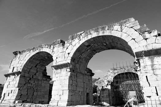  pamukkale    old       construction     in asia turkey the column  and the roman temple 