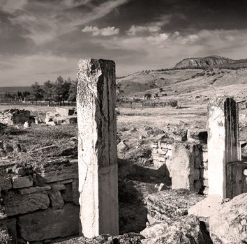  pamukkale    old       construction     in asia turkey the column  and the roman temple 