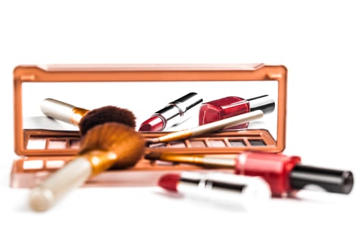 set of decorative cosmetics on a white background