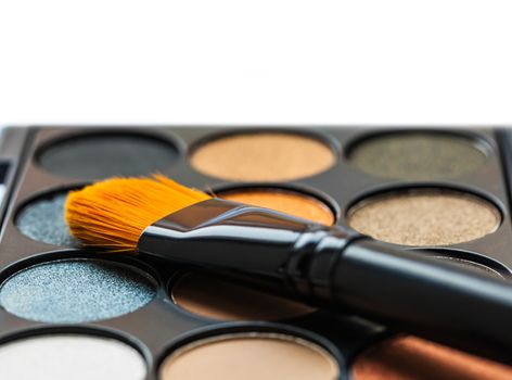 set of decorative cosmetics, Eyeshadow Palette and brush