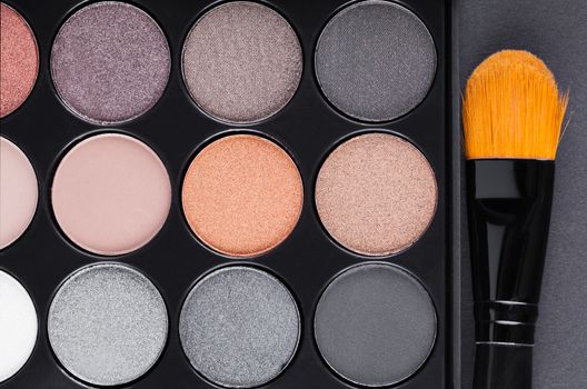 set of decorative cosmetics, Eyeshadow Palette and brush