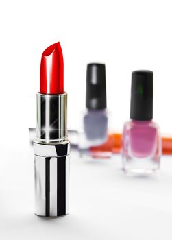 set of decorative cosmetics on a white background