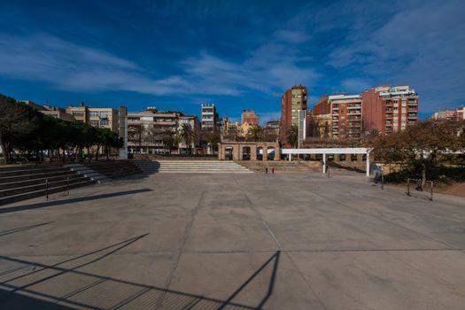 BARCELONA, SPAIN, february 2016-children playground zone in Parc del Clot on sunny day