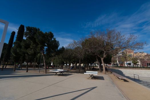 BARCELONA, SPAIN, february 2016-children playground zone in Parc del Clot on sunny day